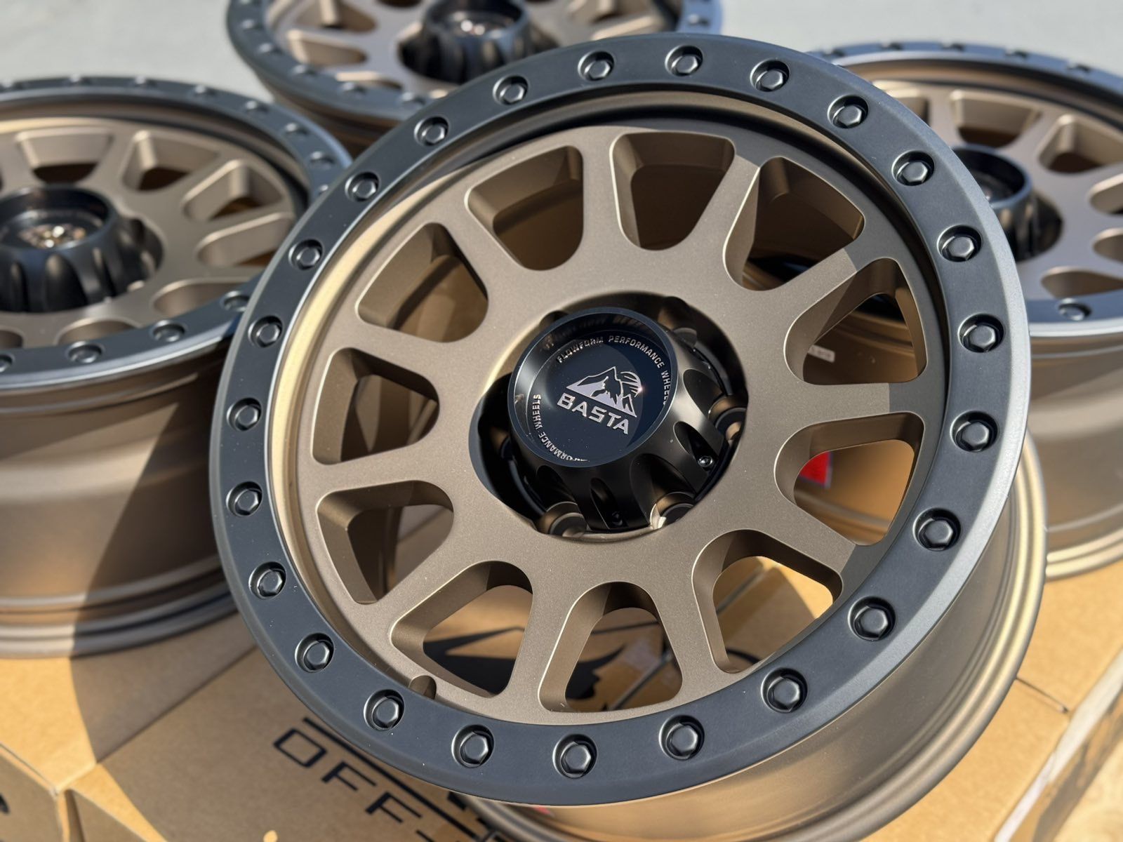 17’’ BASTA RIMS Rotary Forged Gold Wheels 17x8.5 +0mm Offset Toyota Tacoma 4Runner / +18mm Offset Ford F-150 F150 Expedition Lincoln Navigator