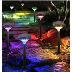 Linkind Solar Pathway Lights 8 Pack, Color Changing Solar Lights Outdoor Waterproof, Multicolor/Warm White/Cool White St Patricks Day Lights for Walkw