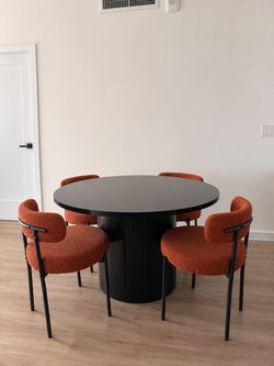 Round Black Dining Table with 4 Chairs