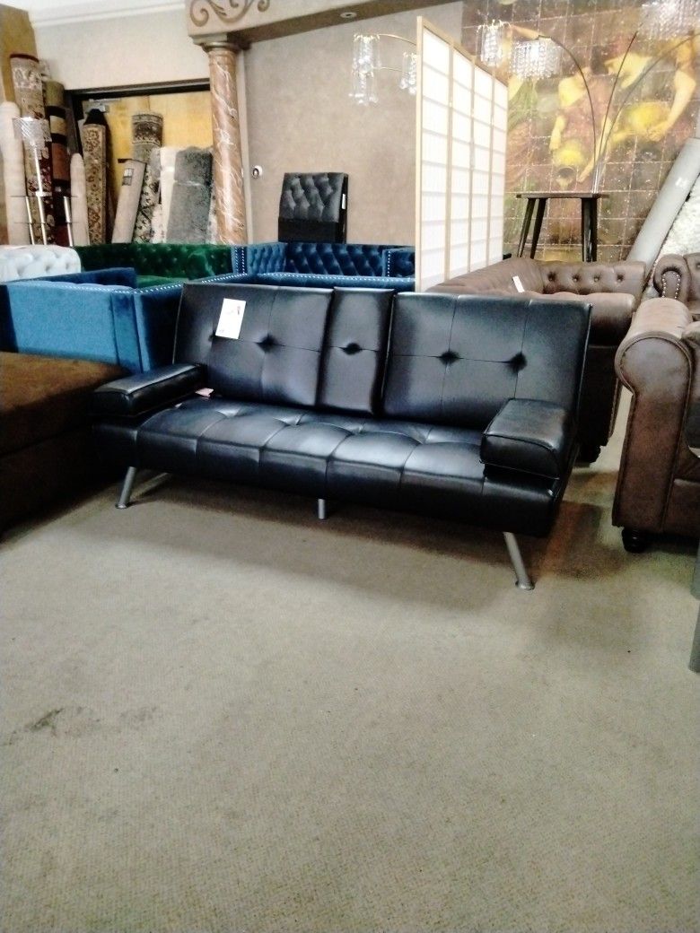 Ashley Black Leather Futton