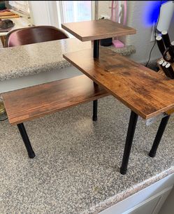 Adjustable three tier counter top shelf