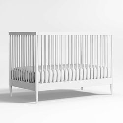 Crate & Barrel Hampshire White Baby Crib And Toddler Rail