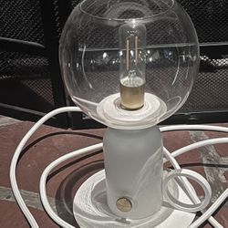 Table Lamp - White Porcelain & Glass - Original Bulb