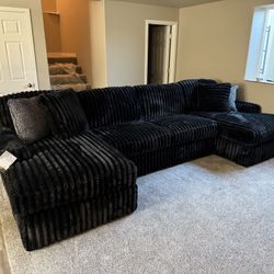 Black corduroy Sectional