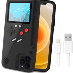 LucBuy Game Console Case Compatible for iPhone 14, Retro Protective Cover Self-Powered Case with 36 Small Games, Full Color Display, Shockproof Video 