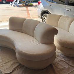 2matching Art Deco Style White Sofas