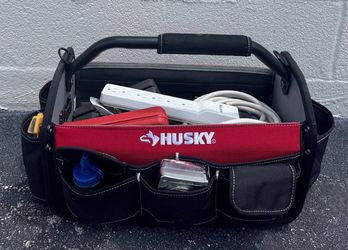 Husky 17" Open Top Tool Tote Bag – Heavy Duty Tool Organizer