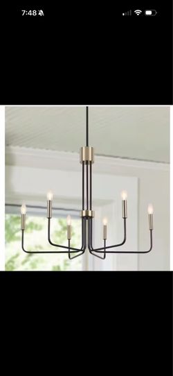 Modern Black and Gold 6-Light Farmhouse Chandelier