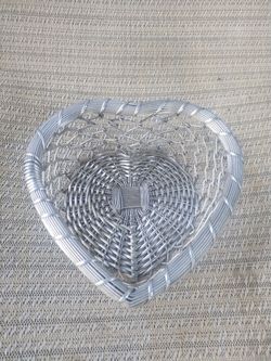 All metal heart shaped basket container