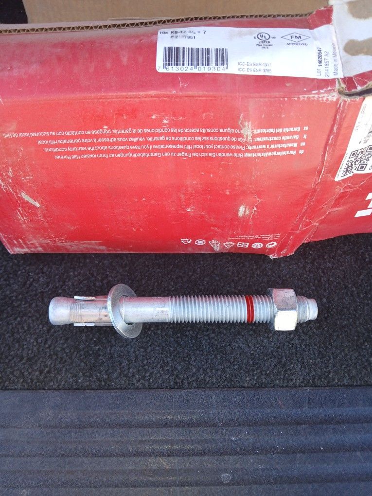 3/4 In By 7-in Anchor Bolts Hilti Brand New In The Box
