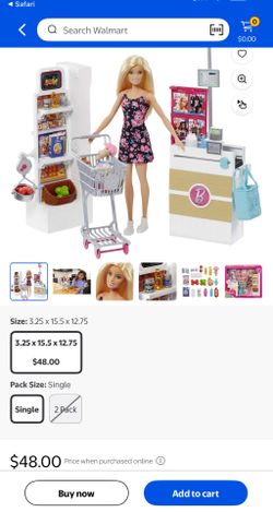 Barbie Doll and Supermarket Playset with 25 Grocery Store and Food-Themed Accessories