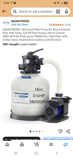 Aquastrong 16in Sand Filter Pump with Timer