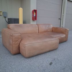 Article Solae Cognac Leather Sectional - 94" - Free Delivery
