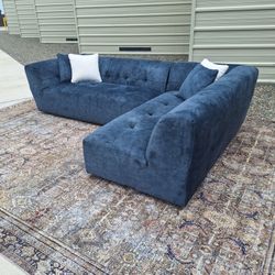 Velvet 110" Sofa Sectional Btween Green & Blue Looks Like The Color