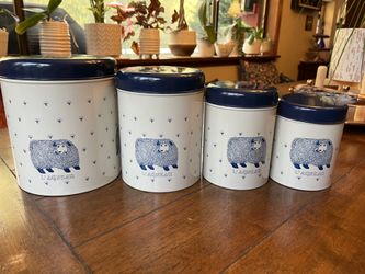 Vintage 1984 Metal French Country Canister Set
