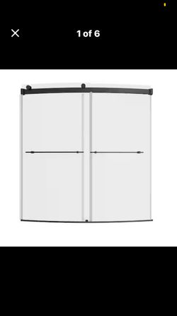 60 in. W x 60 in. H Sliding Frameless Tub Door in Matte Black