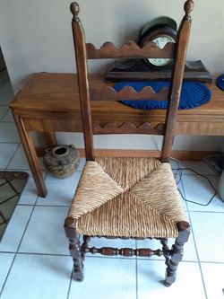 Vintage Ladder Back Cane Weave/ Rush Seat Chair