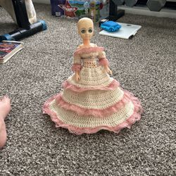Ella the Vintage 1981 Doll with Handmade Crochet Dress  + Stand!