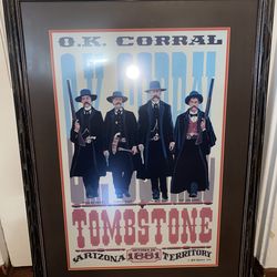 1994 Bill Roman Tombstone framed Poster Wyatt Virgil Morgan Earp Doc Holiday