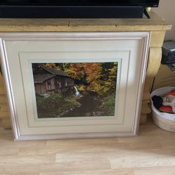 Large Frame Print Old Water Wheel Mill