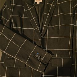 Women's Merona Blazer Sz. 12 Color Black/Blue/White 