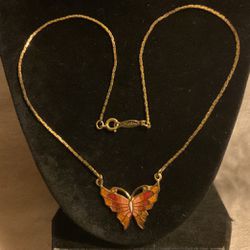 16” Gold Necklace With Butterfly Pendant,by Napier 