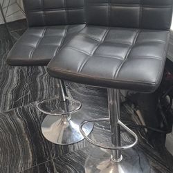 New Black Leather Bar Stools 