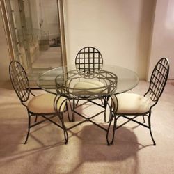 Glass Round Table With 3 Chairs