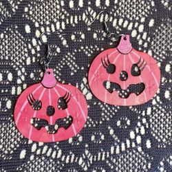 Hand Made Pink Pumpkin Earrings 