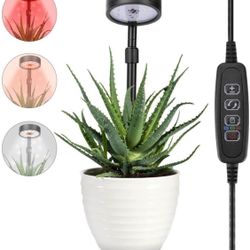 Grow Light for Indoor Plants - Full Spectrum Plant Light 3 Modes 10 Brightness, Height Adjustable with Timer, Ideal for Portable Small Plant Light  Ne