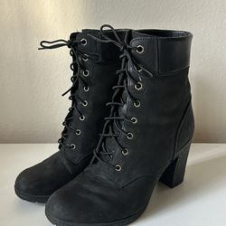 [Timberland] Black Lace-Up Boots