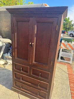 Dark Wood Armoire with Drawers