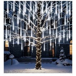 Brandnew Meteor Shower Lights Outdoor Christmas Lights 24-Tube 576LEDs Snow Falling Rain Cascading Icicle String Light for Xmas Tree Christmas Decorat