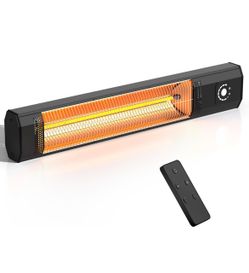 Wall-Mounted 34" 1500W Infrared Electric Patio Heater with Remote & Motion Sensor, 9 Heat Levels, 9H Timer, IPX5 Waterproof for Indoor Outdoor Use Gar