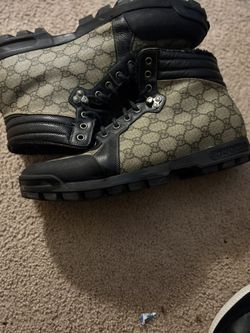 Gucci GG Supreme canvas and leather ankle boots