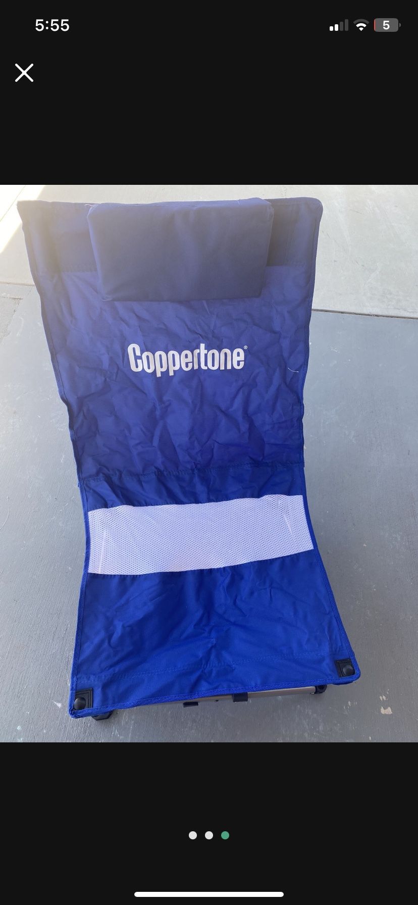Beach /Camping Chair With Pillow And Carrying Bag Included