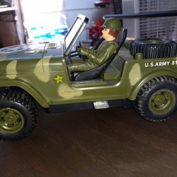 Antique Plastic Toy Jeep Us Army  Battery Opperated 