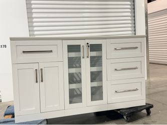 NewAge Products Home Bar 63-in x 36-in White Rectangle Bar Cabinet like new