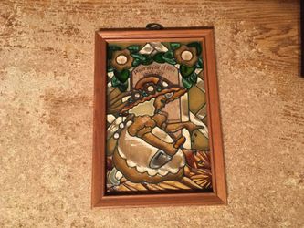 Framed garden suncatcher girl planting seeds 10x7 in plant seeds of love each day