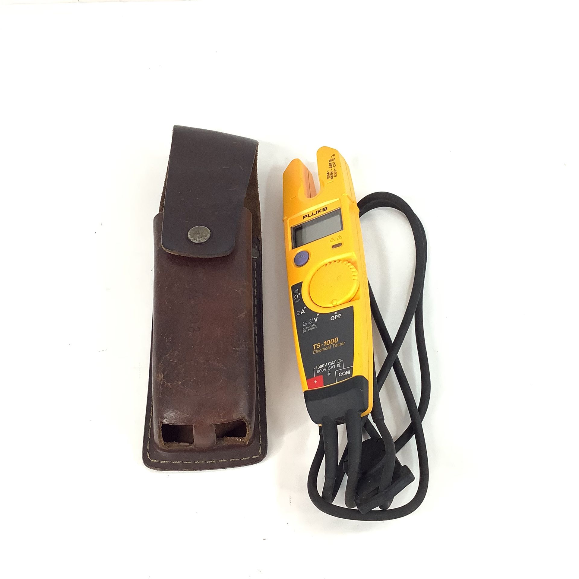 Fluke T5-1000 Voltage Continuity And Current Tester With Fluke C520A Leather Carrying Case