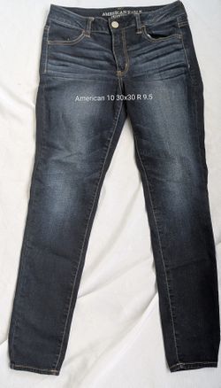 Womens American Eagle Outfitters 10 Dark Denim Blue Jeans. 30x30 Rise 9.5 Style 8518 High Rise Jegging Super Stretch 02/14 live your life 411
6