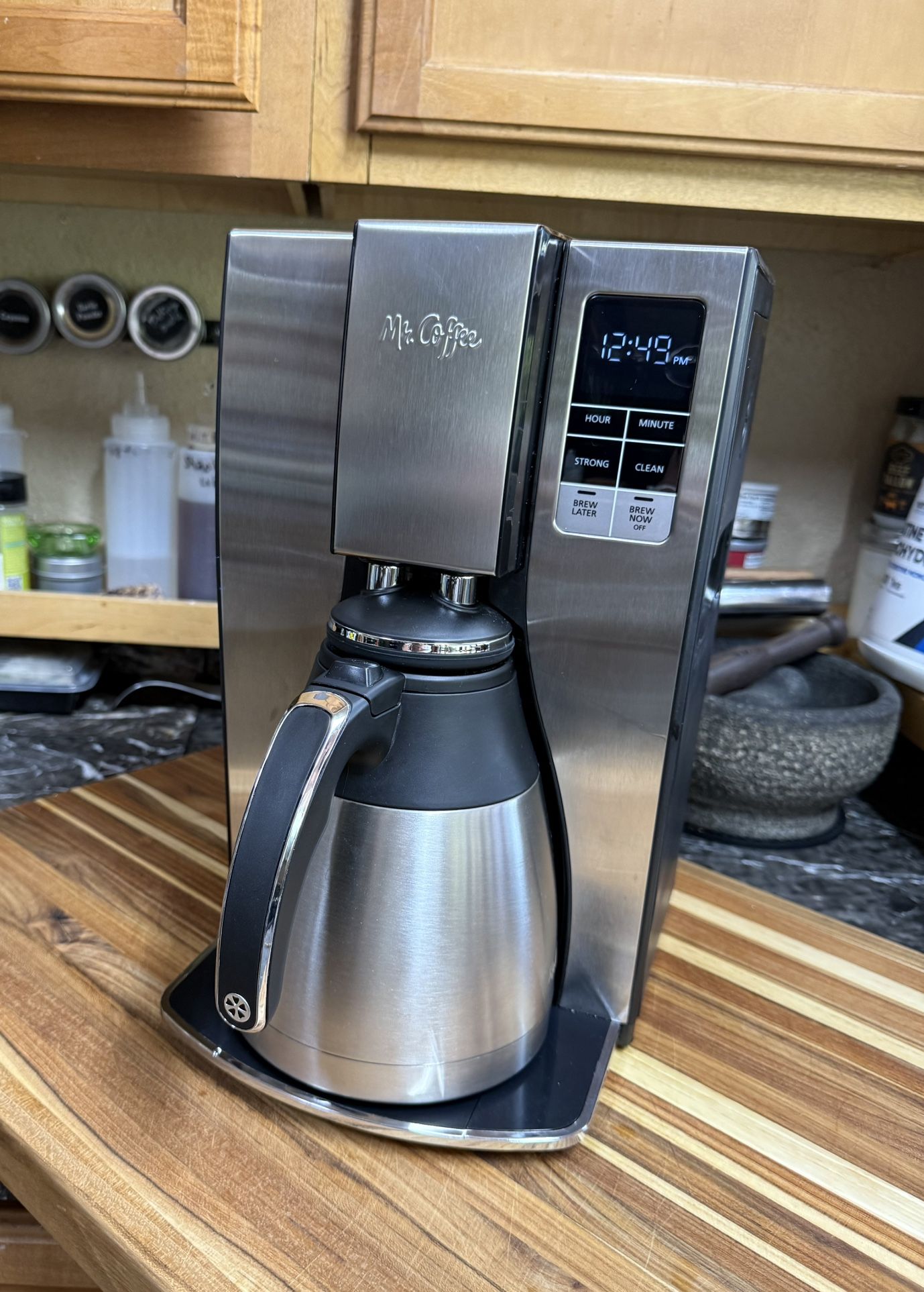 Mr. Coffee 10-Cup Programmable Coffee Maker, Insulated Thermal Carafe, Brew Strength Selection, Brew Now or Later, Stainless Steel
