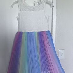 Rare Editions Unicorn Rainbow Tulle Dress 