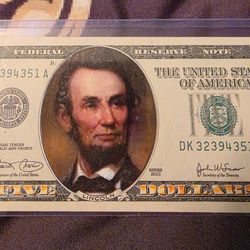 $5 colorized note