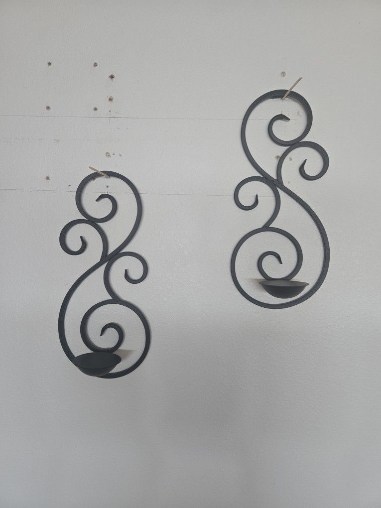 Wall Decor - Metal Candle Holders (Set Of 2)