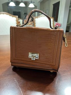 Chrisbella Croc-Embossed Handbag + Matching Cardholder – Never Used, Minor Storage Wear