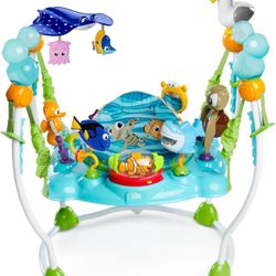 Bright Starts Disney Baby Finding Nemo Sea of Activities Baby Activity Center Jumper with Interactive Toys, Lights, Songs & Sounds, 6-12 Months (Blue)