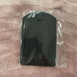 Black luggage tag (faux leather)