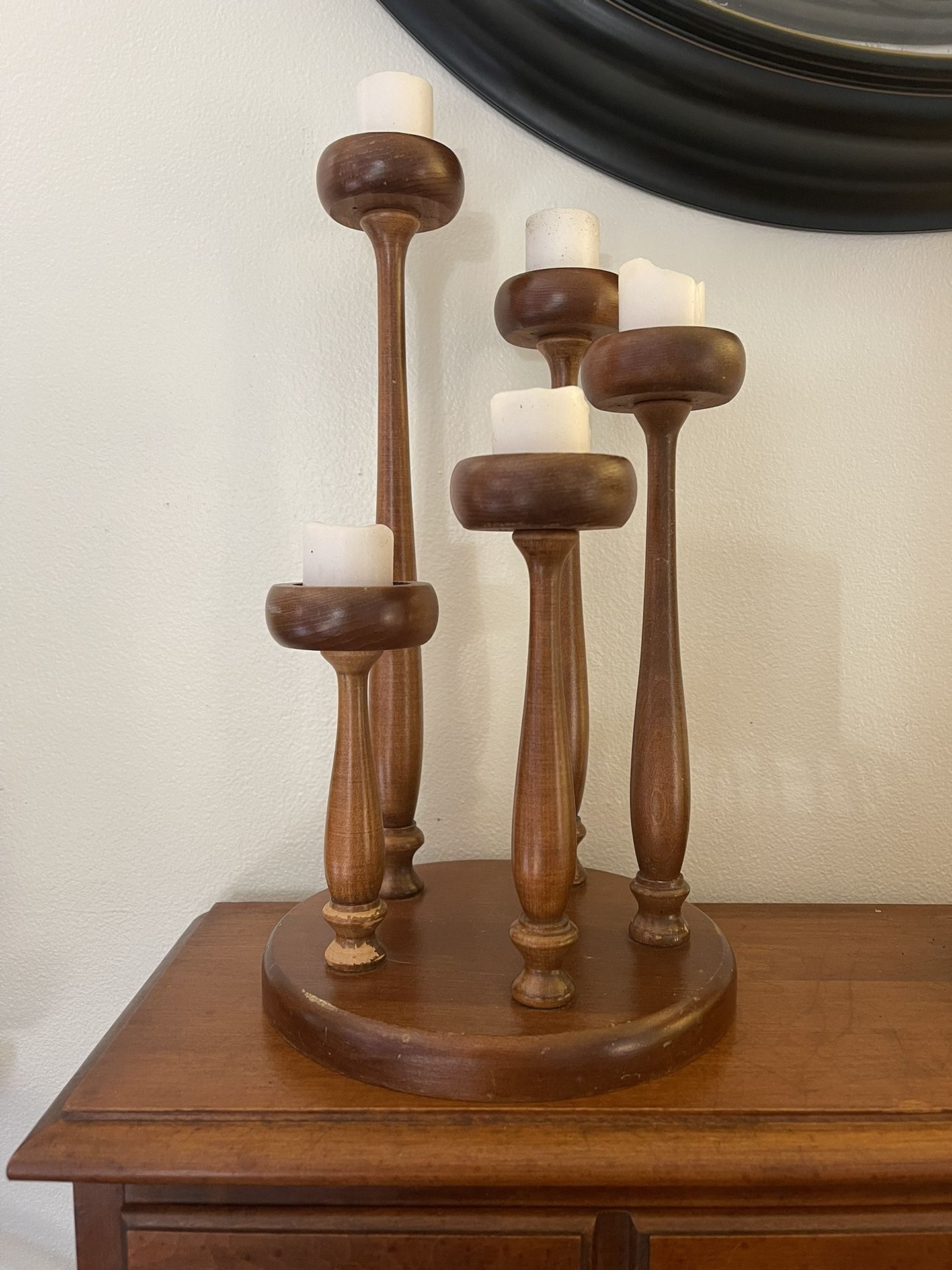 Vintage Mid Century Danish Wood Candle Holder