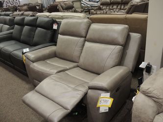 Kuka Major Retailer Liquidation Leather Power Loveseat - Gray | Small Sofa | Two-Seat Couch